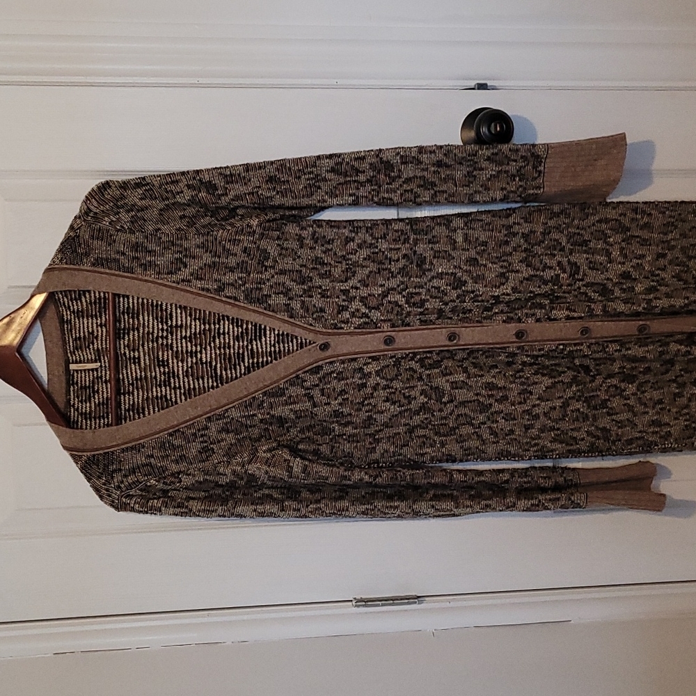 Free People leopard print long cardigan